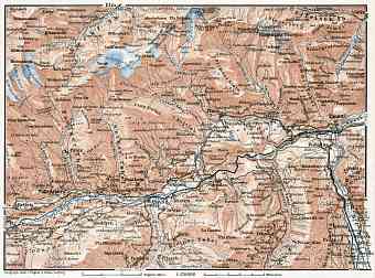 Ilanz, Flims and environs map, 1909