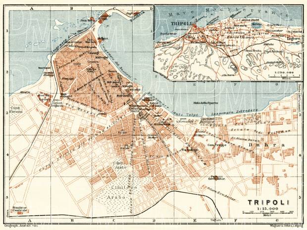 Tripoli (طرابلس‎) city map, 1929. Use the zooming tool to explore in higher level of detail. Obtain as a quality print or high resolution image