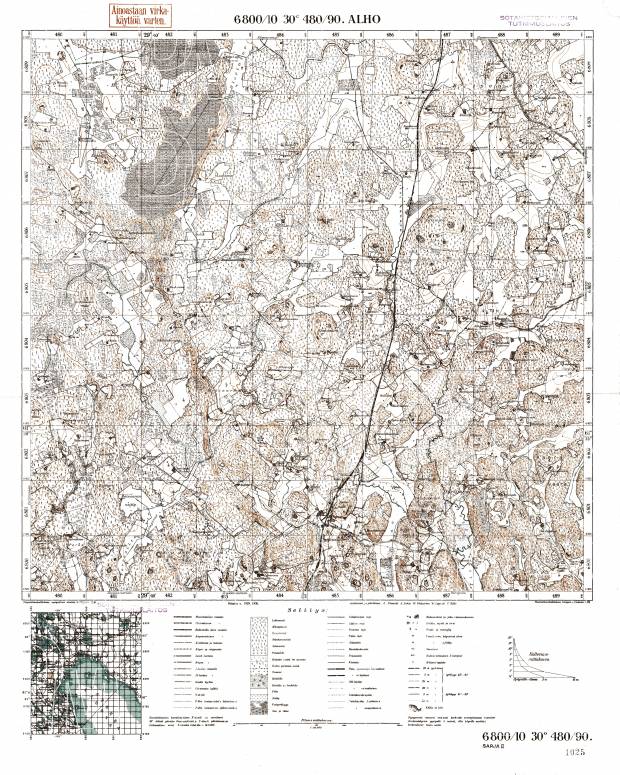 Alho. Topografikartta 412307. Topographic map from 1939. Use the zooming tool to explore in higher level of detail. Obtain as a quality print or high resolution image
