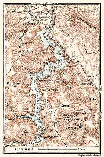 Plitvice Lakes map, 1929