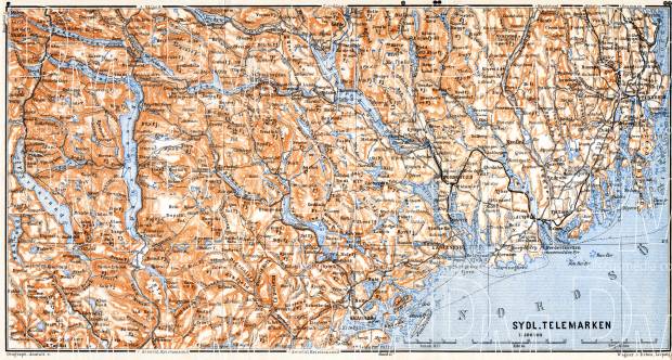 Southern Telemarks map, 1910. Use the zooming tool to explore in higher level of detail. Obtain as a quality print or high resolution image