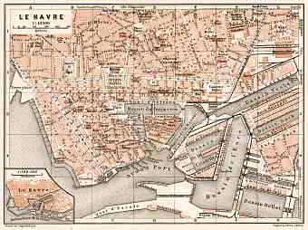 Le Havre city map, 1909