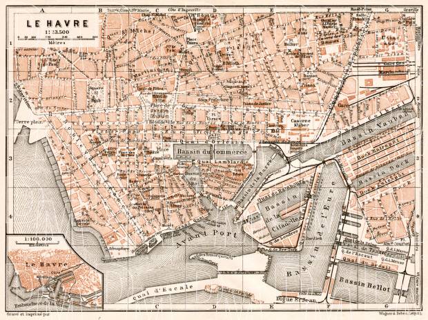 Le Havre city map, 1909. Use the zooming tool to explore in higher level of detail. Obtain as a quality print or high resolution image