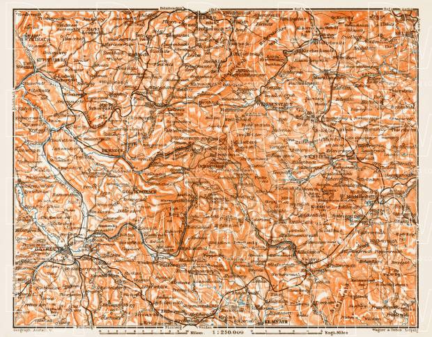 Map of the Fichtel Mountains (Fichtelgebirge), 1909. Use the zooming tool to explore in higher level of detail. Obtain as a quality print or high resolution image