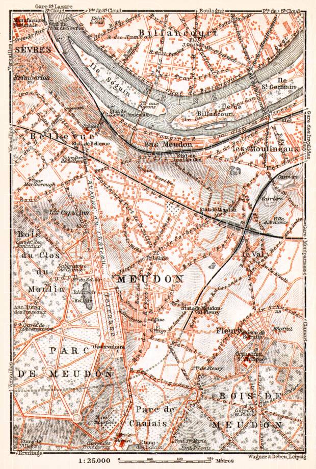 Meudon and environs map, 1931. Use the zooming tool to explore in higher level of detail. Obtain as a quality print or high resolution image