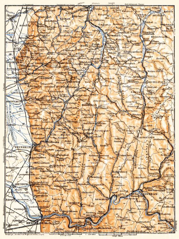 Pfungstadt to Eberbach map, 1905. Use the zooming tool to explore in higher level of detail. Obtain as a quality print or high resolution image