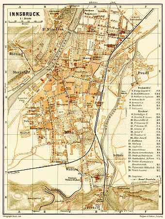 Innsbruck city map, 1906