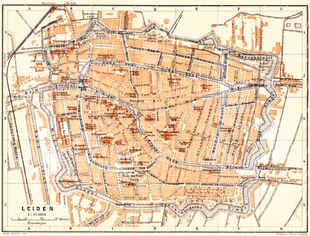 Leiden city map, 1904. Use the zooming tool to explore in higher level of detail. Obtain as a quality print or high resolution image