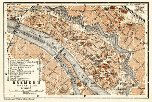 Bremen, central part map, 1906. Use the zooming tool to explore in higher level of detail. Obtain as a quality print or high resolution image
