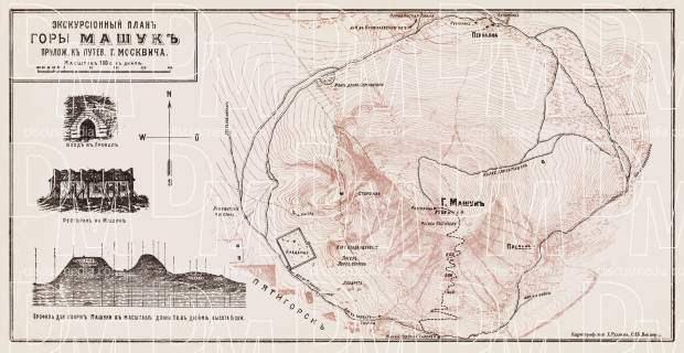 Mashuk mountain environs plan, 1912. Use the zooming tool to explore in higher level of detail. Obtain as a quality print or high resolution image