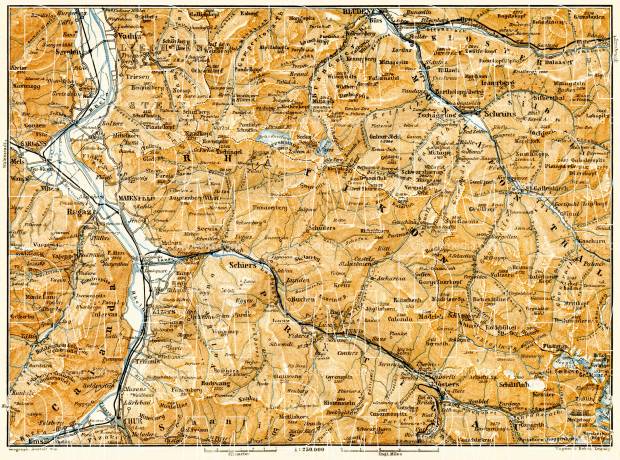 Montafon Valley map, 1906. Use the zooming tool to explore in higher level of detail. Obtain as a quality print or high resolution image