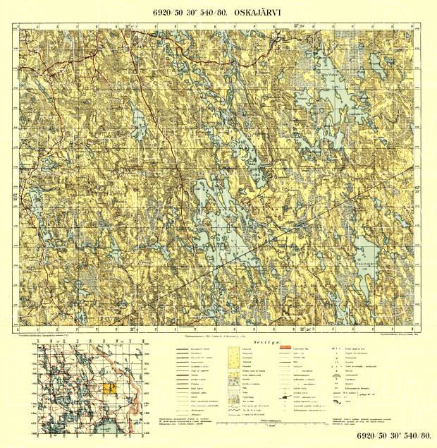 Oskajärvi. Topografikartta 4243. Topographic map from 1933. Use the zooming tool to explore in higher level of detail. Obtain as a quality print or high resolution image