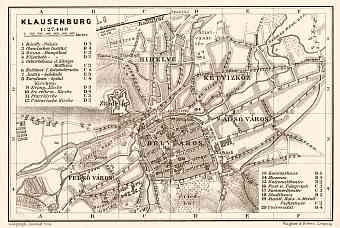 Klausenburg (Cluj-Napoca) city map, 1913