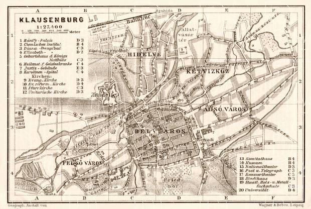 Klausenburg (Cluj-Napoca) city map, 1913. Use the zooming tool to explore in higher level of detail. Obtain as a quality print or high resolution image