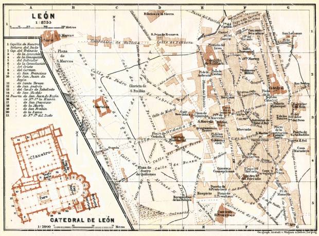 León city map, 1913. Use the zooming tool to explore in higher level of detail. Obtain as a quality print or high resolution image