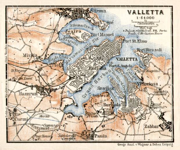 Valletta and environs map, 1912. Use the zooming tool to explore in higher level of detail. Obtain as a quality print or high resolution image