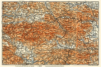 Karawank Mountains and Bacher Mountains map, 1911