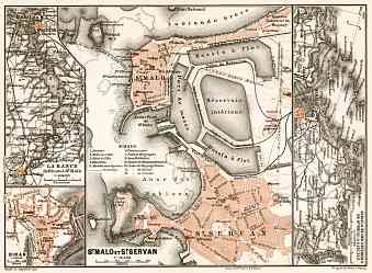 Map of la Rance between Dinan and Saint-Malo, 1909