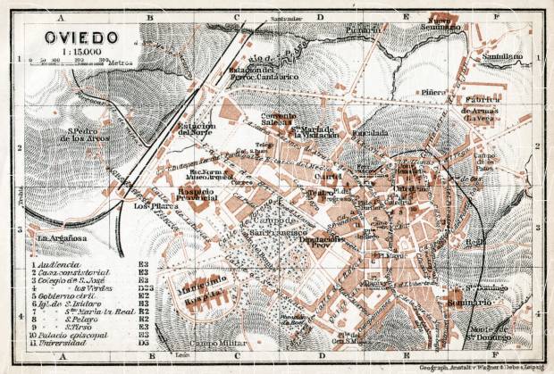 Oviedo city map, 1913. Use the zooming tool to explore in higher level of detail. Obtain as a quality print or high resolution image