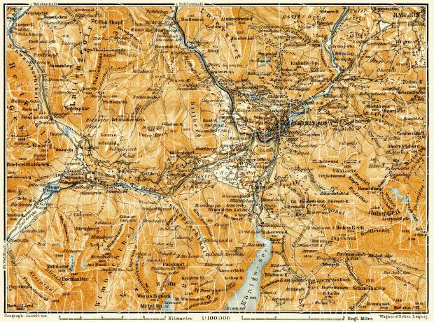 Berchtesgaden and farther environs map, 1906. Use the zooming tool to explore in higher level of detail. Obtain as a quality print or high resolution image