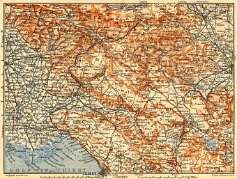 Italy on the map of the Austrian Littoral (Österreichisches Küstenland, Adriatisches Küstenland), 1911