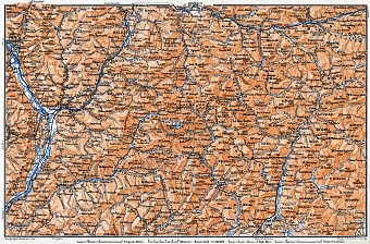 Dolomite Alps (Die Dolomiten) from Franzensfeste to Belluno district map, 1911