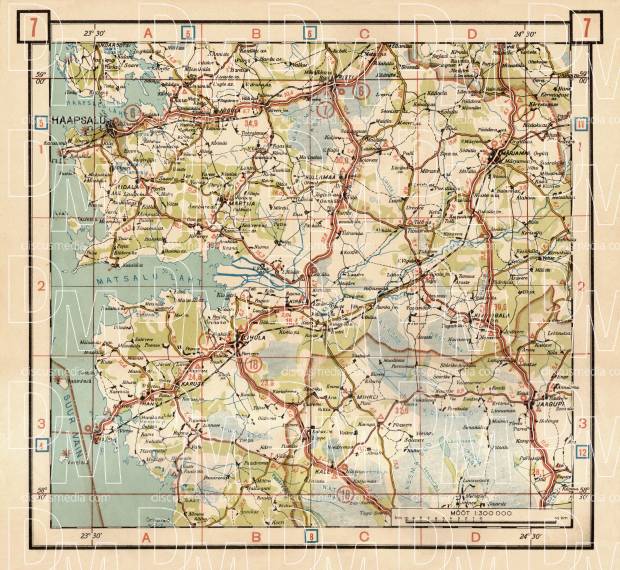 Estonian Road Map, Plate 7: Haapsalu. 1938. Use the zooming tool to explore in higher level of detail. Obtain as a quality print or high resolution image