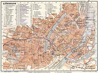Copenhagen (Kjöbenhavn, København) city map, 1910