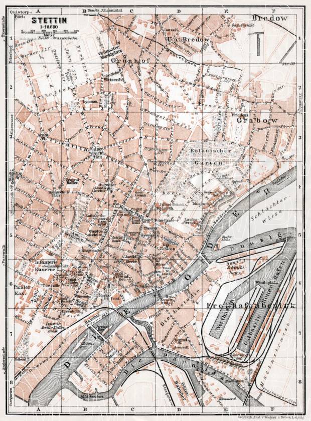 Stettin (Szczecin) city map, 1911. Use the zooming tool to explore in higher level of detail. Obtain as a quality print or high resolution image
