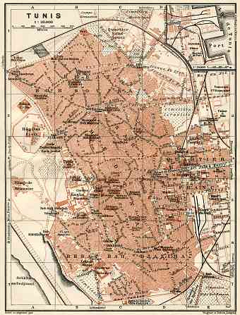 Tunis (تونس) city map, 1909