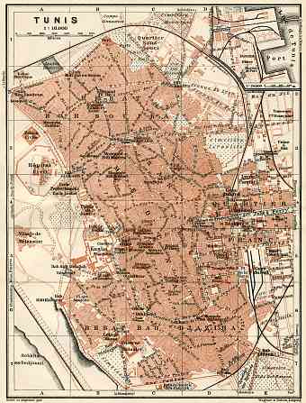 Tunis (تونس) city map, 1909