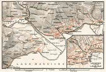Locarno, city map and environs map, 1909