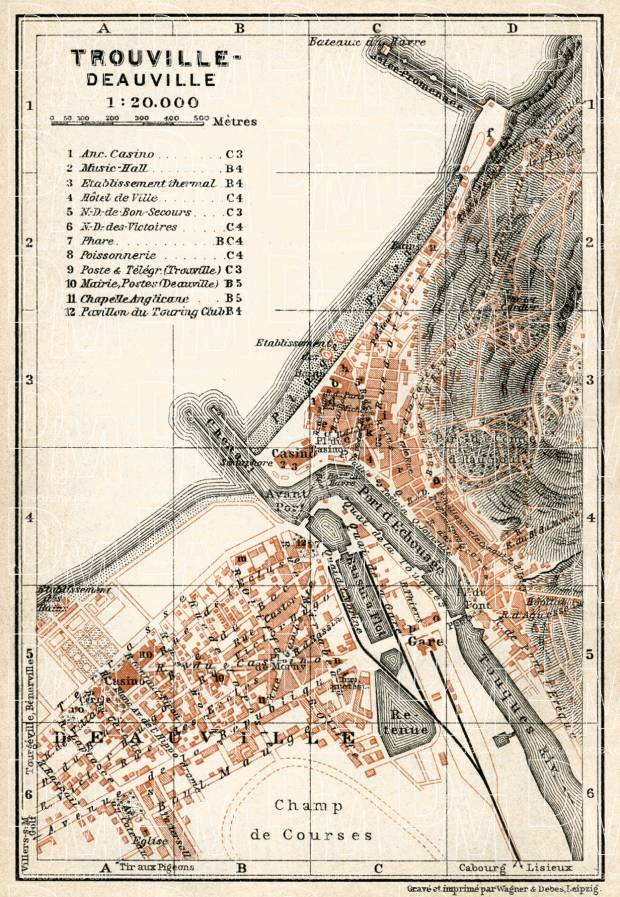 Trouville and Deauville, towns´ map, 1913. Use the zooming tool to explore in higher level of detail. Obtain as a quality print or high resolution image