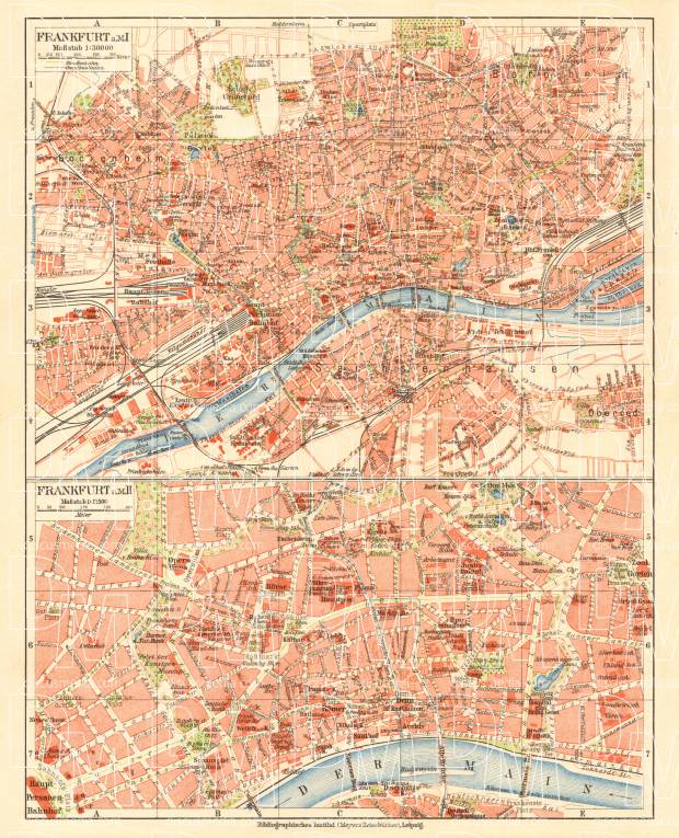 Frankfurt am Main city map, 1927. Use the zooming tool to explore in higher level of detail. Obtain as a quality print or high resolution image