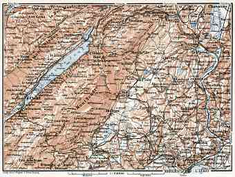Jura department map, western part, 1909