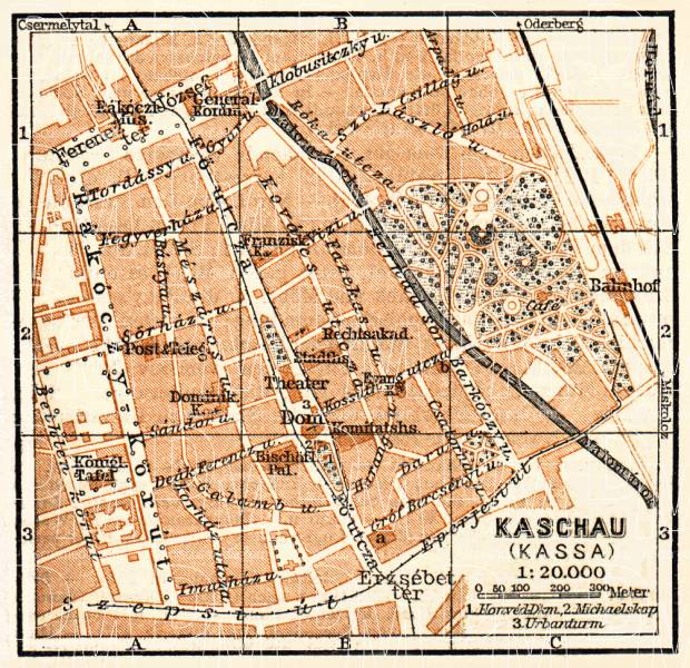 Kaschau (Košice) city map, 1911. Use the zooming tool to explore in higher level of detail. Obtain as a quality print or high resolution image