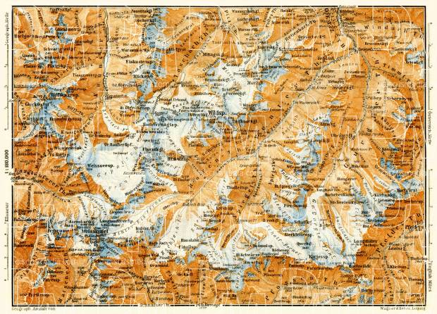Ötztal Alps, inner part, 1906. Use the zooming tool to explore in higher level of detail. Obtain as a quality print or high resolution image