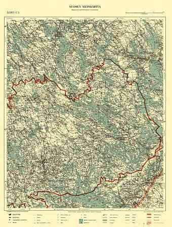 Kuopio - Savonlinna - Rautjärvi. Yleiskartta E4. General map from 1940