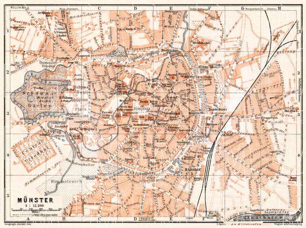 Münster city map, 1906. Use the zooming tool to explore in higher level of detail. Obtain as a quality print or high resolution image