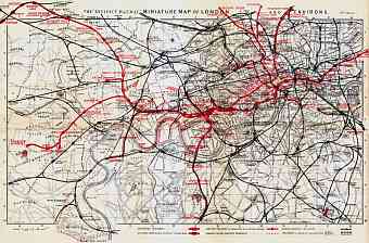 London miniature map with the District Railroad diagram, 1907