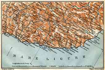 Italian Genoese Riviera (Riviére) from Pontimiglia to Ceriale map, 1913