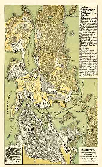 Vyborg and its northern environs map, 1913