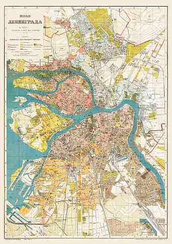 Leningrad (Ленинград, Saint Petersburg) city map, 1925