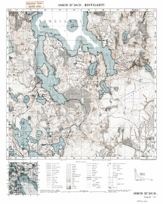 Ristilahti Bay. Ristilahti. Topografikartta 414202. Topographic map from 1939. Use the zooming tool to explore in higher level of detail. Obtain as a quality print or high resolution image