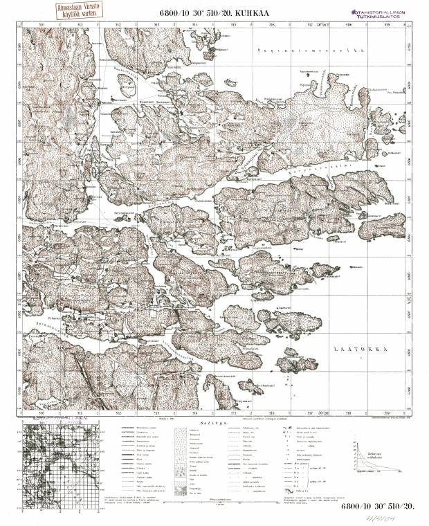 Kuhka Island. Kuhkaa. Topografikartta 414104. Topographic map from 1939. Use the zooming tool to explore in higher level of detail. Obtain as a quality print or high resolution image