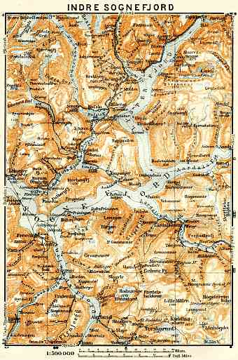 Inner Sognefjord district map, 1910