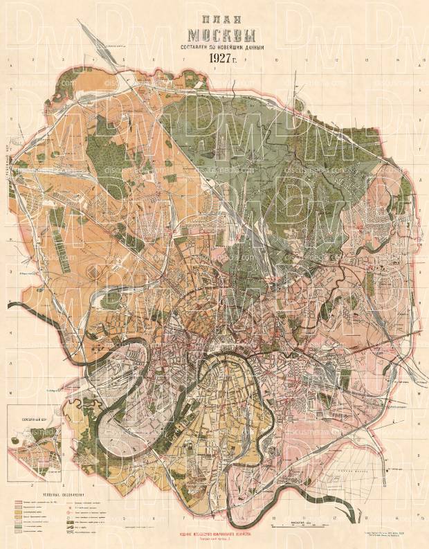 Moscow (Москва, Moskva) city map, 1927. Use the zooming tool to explore in higher level of detail. Obtain as a quality print or high resolution image