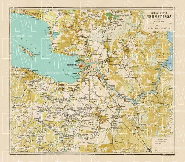 Leningrad (Saint Petersburg) environs map (Окрестности Ленинграда), about 1926. Use the zooming tool to explore in higher level of detail. Obtain as a quality print or high resolution image