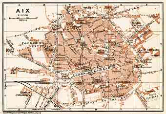 Aix (Bouches-du-Rhône) city map, 1913