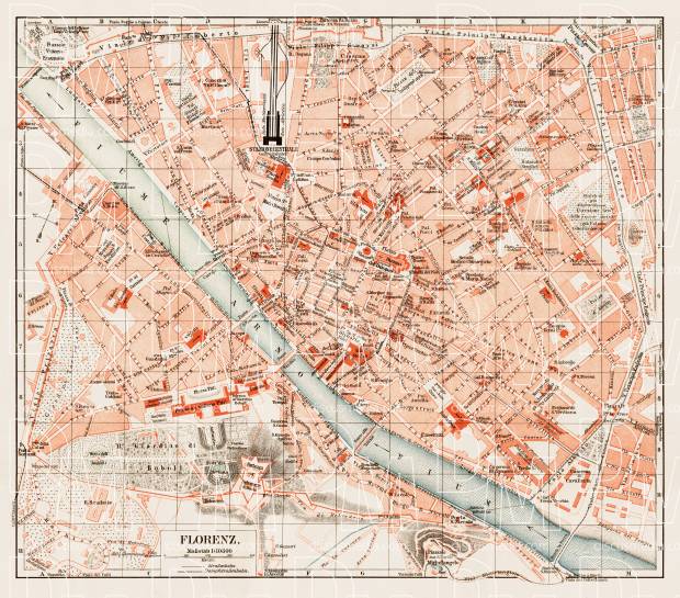Florence (Firenze) city map, 1903. Use the zooming tool to explore in higher level of detail. Obtain as a quality print or high resolution image